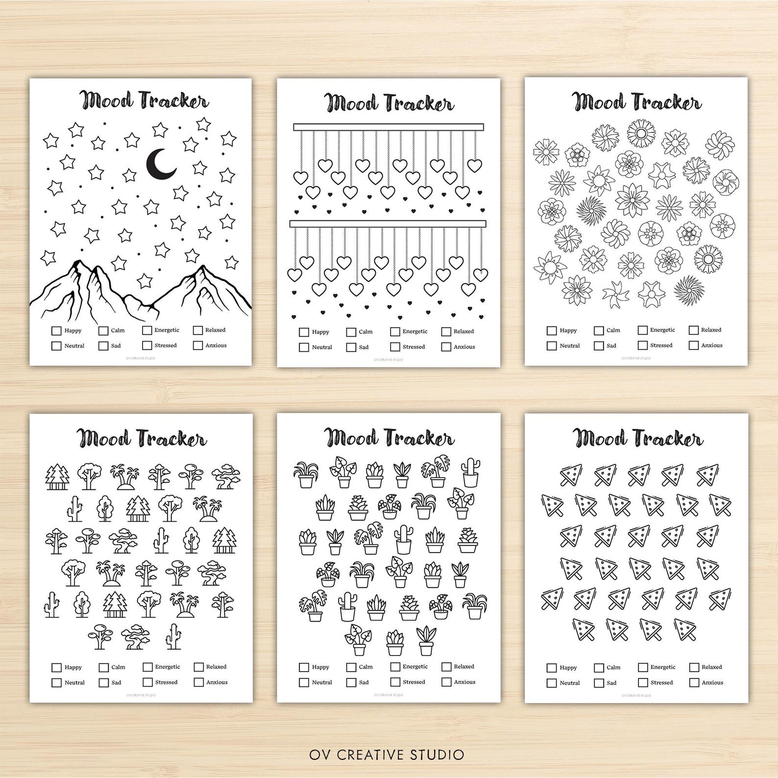 Monthly Mood Tracker Bundle | Printable Bullet Journal Pages, Templates ...