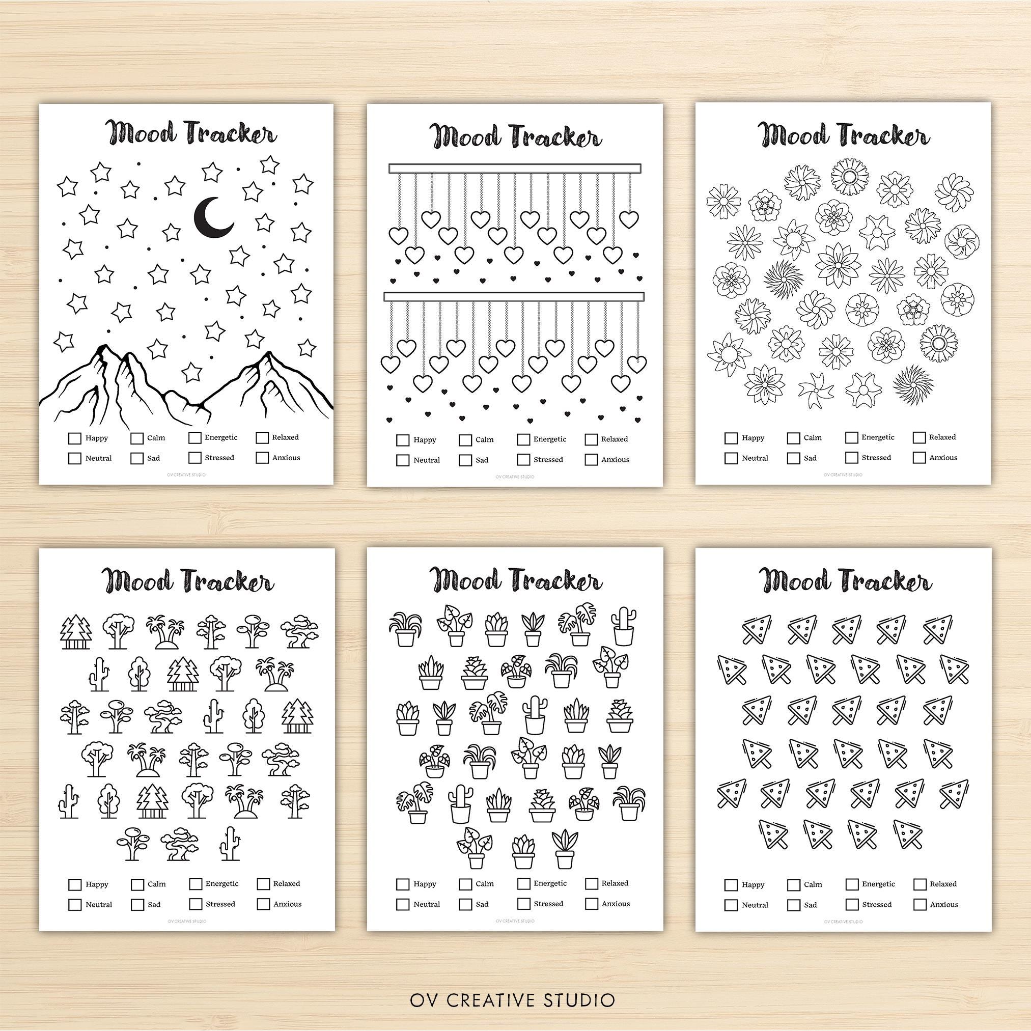 Monthly Mood Tracker Bundle | Printable Bullet Journal Pages, Templates ...