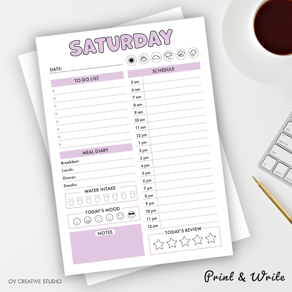 Editable Daily Planner Schedule | Printable, Digital PDF | to Do List ...