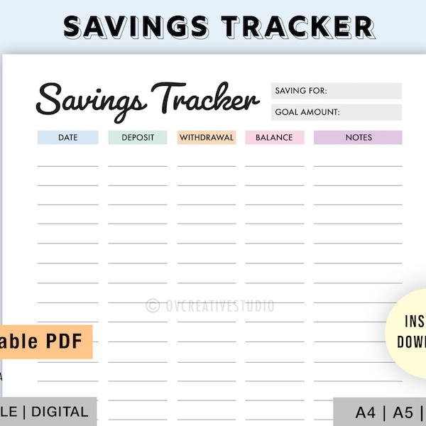 Savings Printable - Etsy