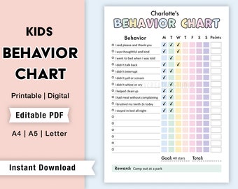 EDITABLE Rainbow Reward Chart, Rainbow Behavior Chart, Pastel Rainbow ...