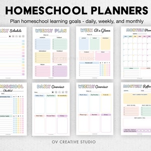 Editable Homeschool Planner Bundle Printable, Digital Academic, Lesson, Subject Unit, Homework, Assignments, Reading, Field Trip, Exams image 2