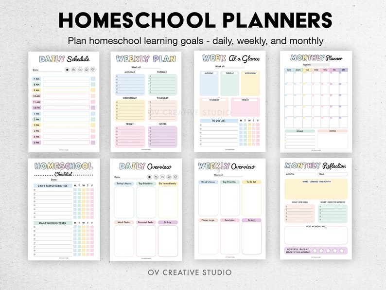 Editable Homeschool Planner Bundle Printable, Digital Academic, Lesson, Subject Unit, Homework, Assignments, Reading, Field Trip, Exams image 2