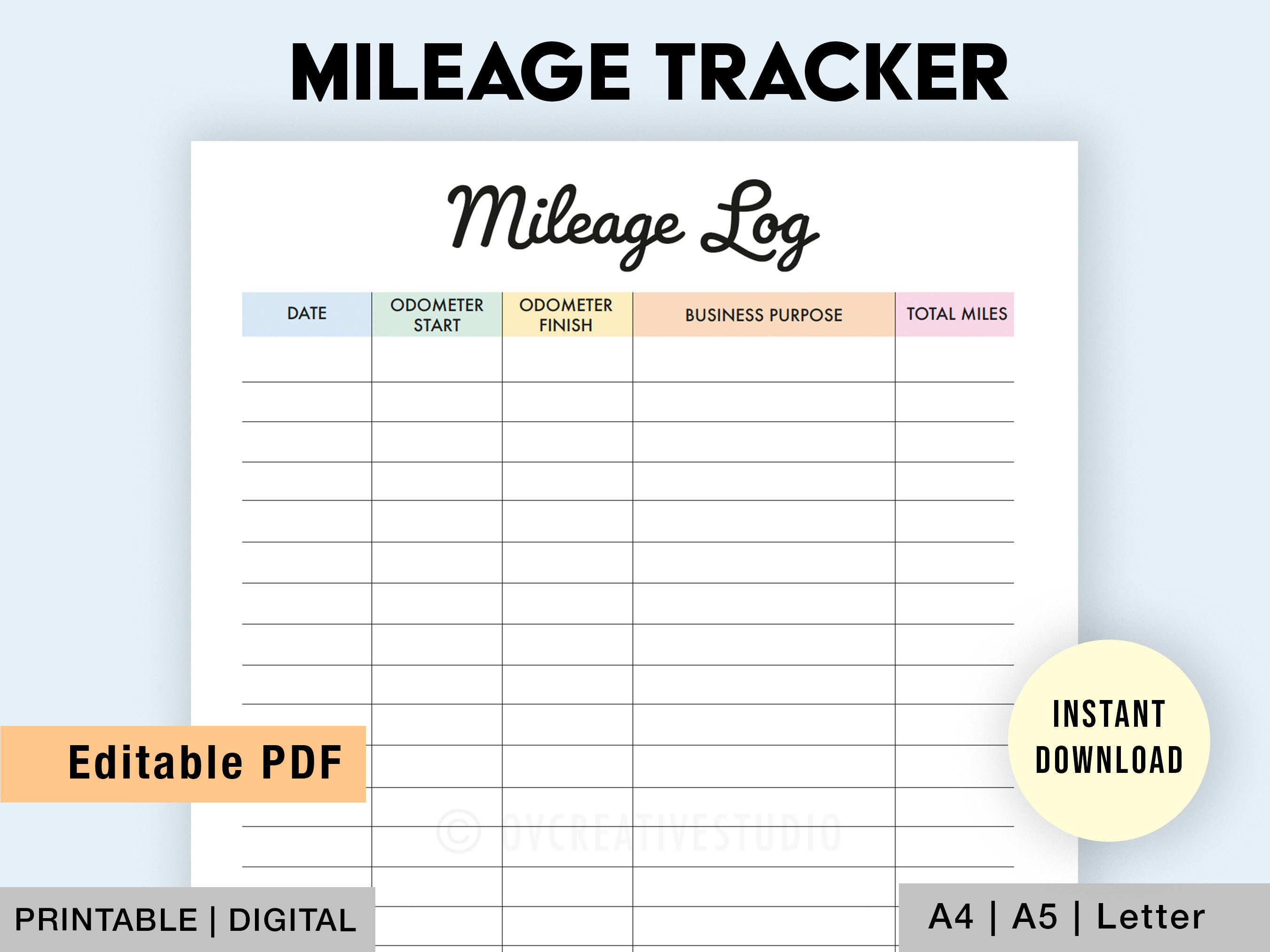 Editable Mileage Tracker Mileage Log Printable Digital Etsy UK Editable Mileage Tracker Mileage Log Printable Digital Etsy UK