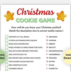 Christmas Cookie Quiz Game Printable | Christmas Party Game| Christmas Family Activity, Christmas Fun Games, Trivia Quiz, Adults, Kids | PDF