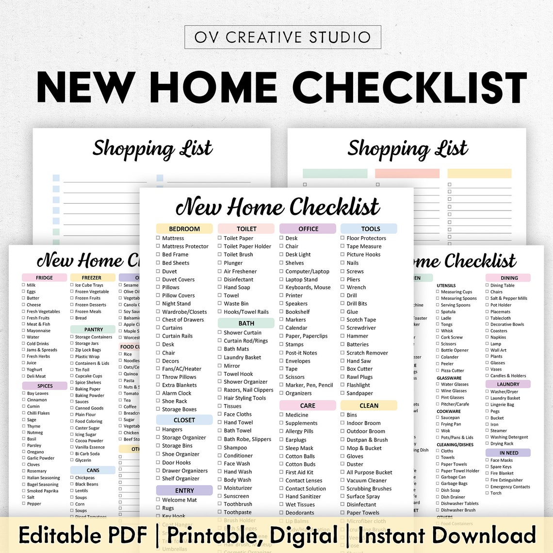New Home Checklist Printable, Editable | New Apartment Checklist ...