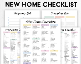 New Home Checklist Printable, Editable | New Apartment Checklist, Moving Planner | Home Moving Essentials, Shopping List, Digital PDF