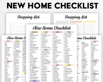 New Home Checklist Printable, Editable | New Apartment Checklist, Moving Planner | Home Moving Essentials, Shopping List, Digital PDF