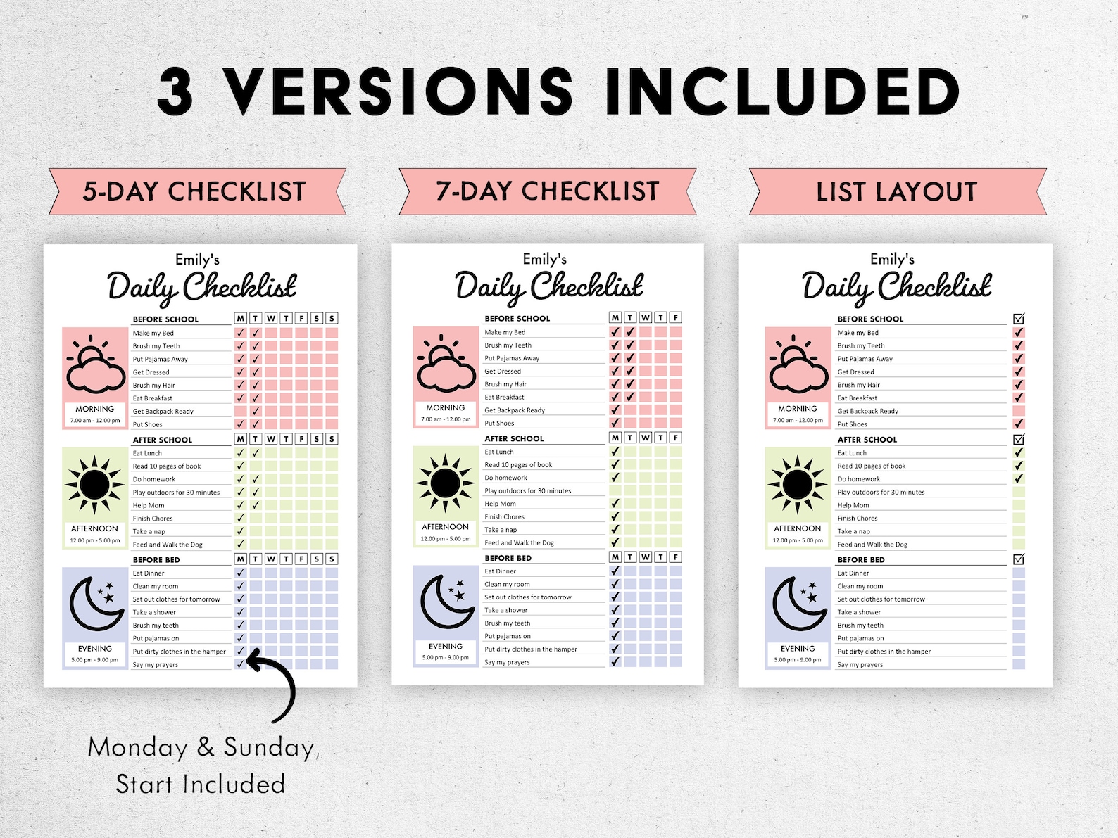 Editable Daily Checklist for Kids | Printable | Kids Responsibility ...