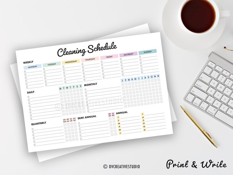 Editable Cleaning Schedule Printable Weekly, Monthly, Yearly Cleaning Checklist , ADHD, Cleaning Planner, House Chore List Digital PDF image 3