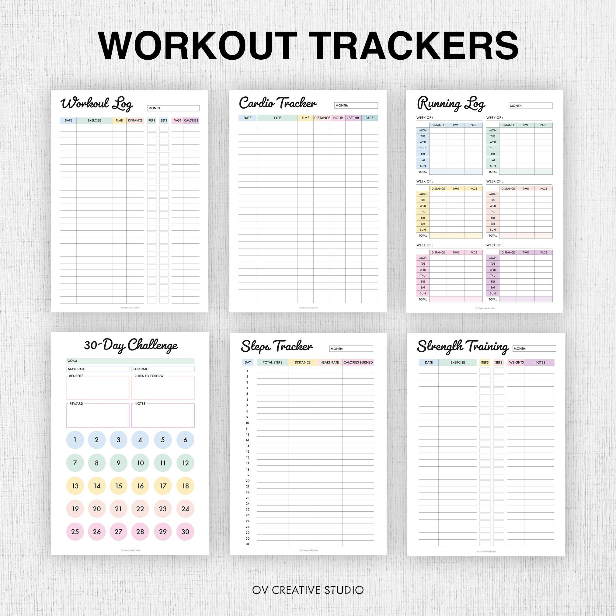 Printable Fitness Journal | Printable Workout Tracker | Exercise Planner, Weight Loss Tracker ...