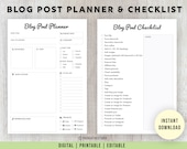 Editable Blog Post Planner & Checklist - Printable, Digital | Content Planner | PDF Files [A4, Letter]