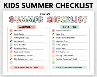 Summer Planner for Kids Printable | Summer Weekly Routine | Kids Chore Chart, Summer Schedule, Summer Checklist | Summer Activity Planner