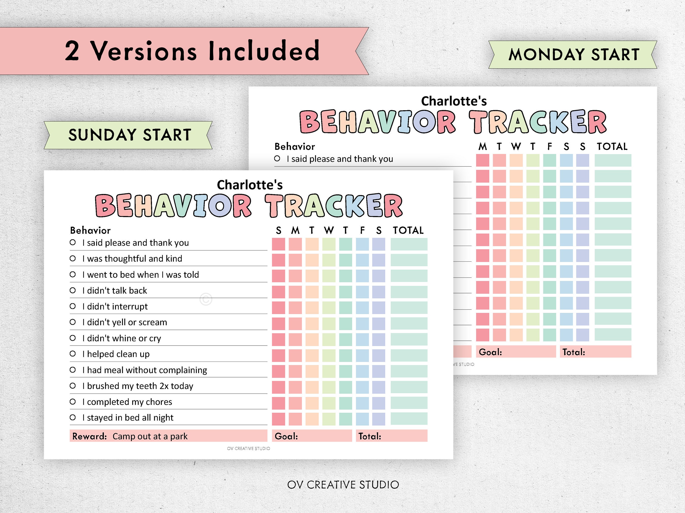 Behavior Reward Chart for Kids | Printable, Editable, Digital PDF ...