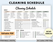 Editable Cleaning Schedule | Printable | Weekly, Monthly, Yearly Cleaning Checklist | Cleaning Planner | House Chore List | Digital | PDF