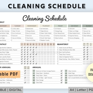 Editable Cleaning Schedule Printable Cleaning Checklist -  Norway