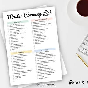 Editable Master Cleaning Checklist | Cleaning Planner | Cleaning ...