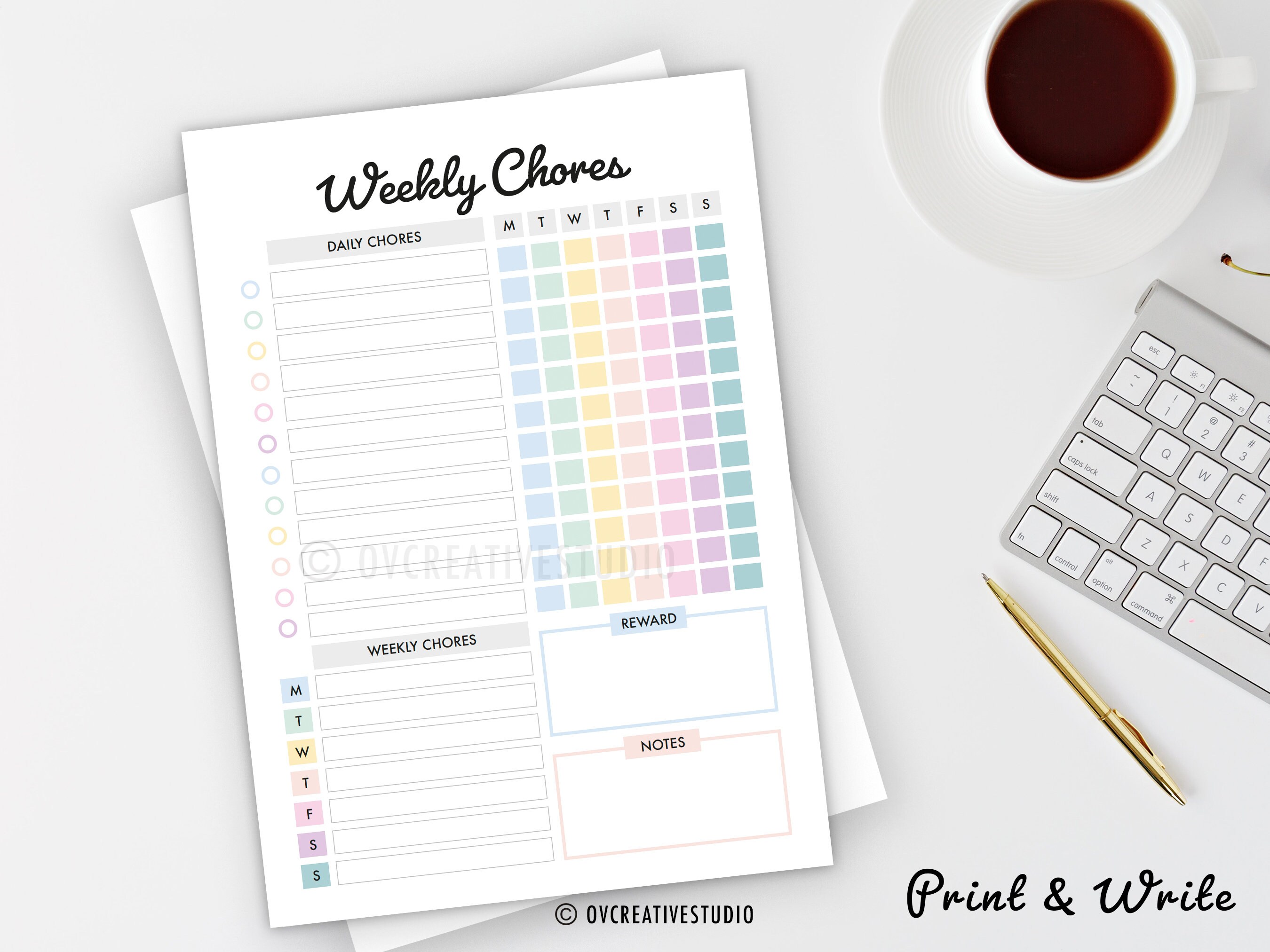 Editable Weekly Chore Chart for Kids | Printable | Kids Daily ...