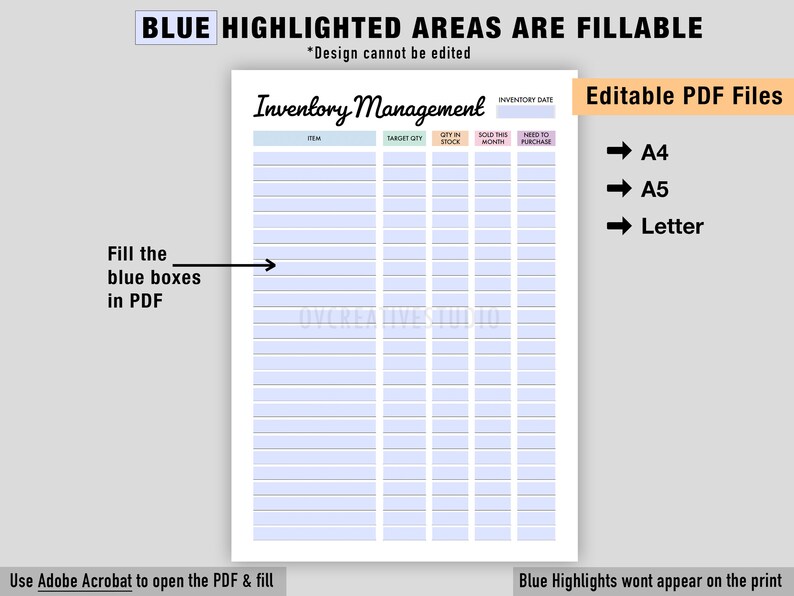 Editable Inventory Management | Printable Inventory Tracker, Inventory ...