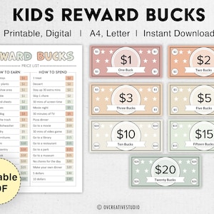 Editable Kids Reward Bucks | Printable | Mom Bucks, PDF Reward System For Kids | Chore Bucks, Good Behavior Bucks, Play Money, Pretend Money