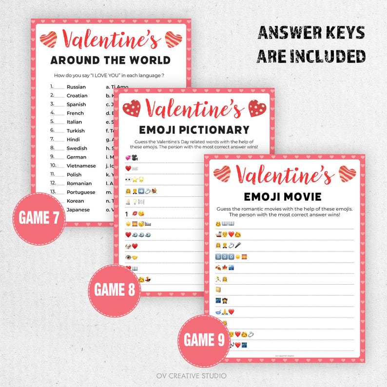 Valentines Day Printable Games | Valentines Party Games Bundle ...