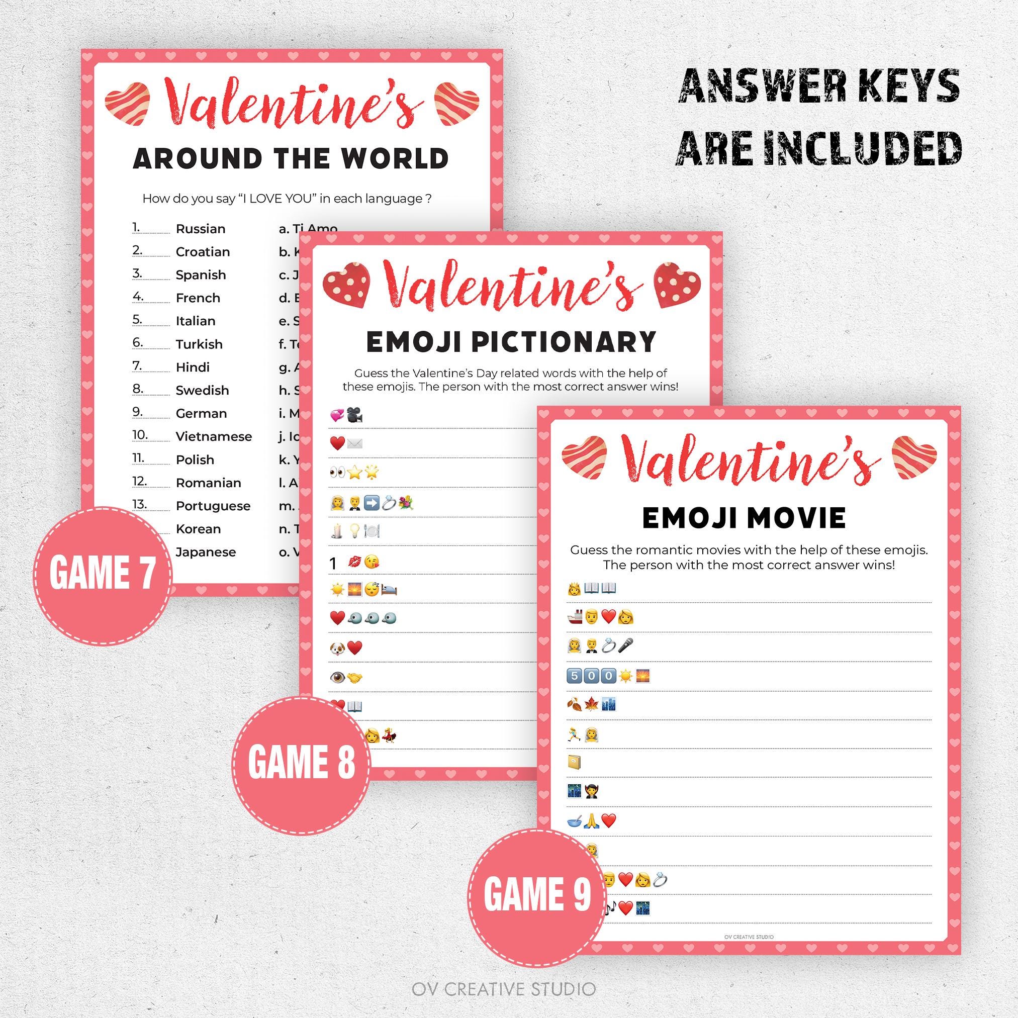Valentines Day Printable Games | Valentines Party Games Bundle ...
