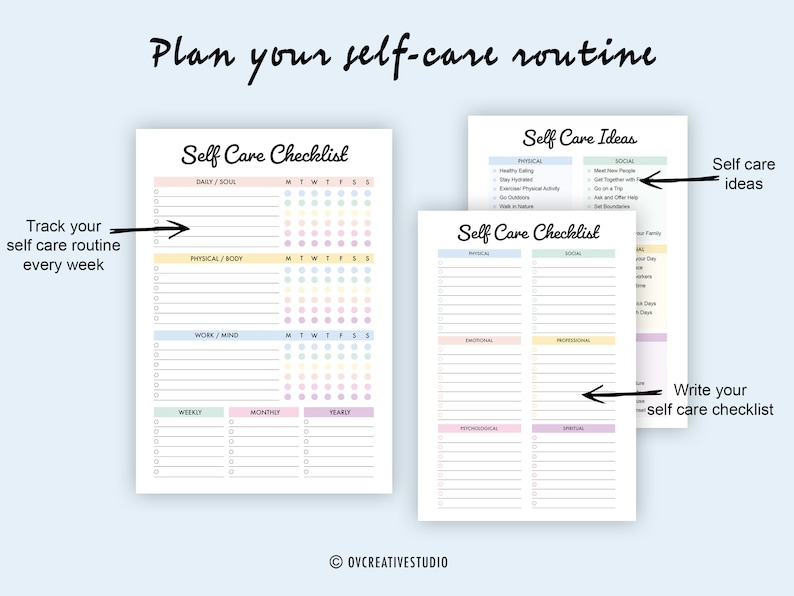 Self Care Planner Bundle Printable, Editable, Wellness Planner, Self ...
