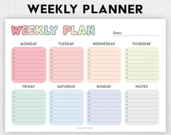 Editable Weekly Planner | Printable, Digital | Weekly Planner PDF | Weekly Organizer | Weekly To Do List Template | Weekly Plan | Week Plan