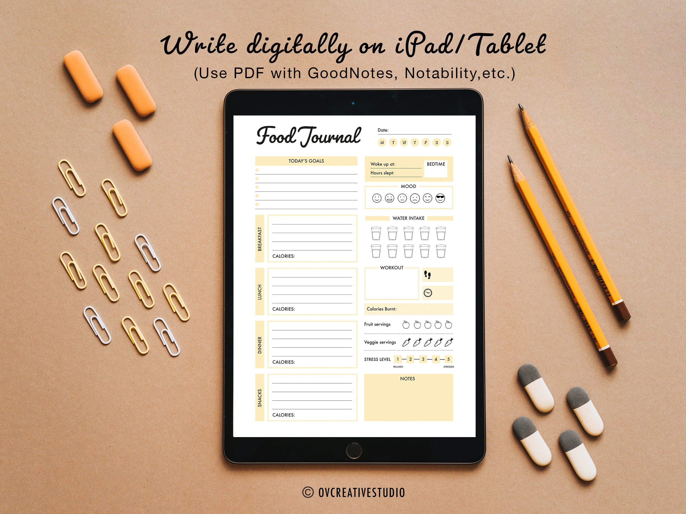 Editable Food Journal Printable Digital Food Diary Daily Etsy UK