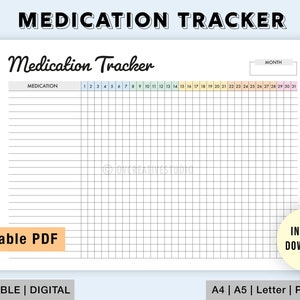 Editable Medication Log | Medicine Taker Tracker | Printable Monthly Medication Tracker | Medicine Tracker |  Supplement Tracking Sheet PDF