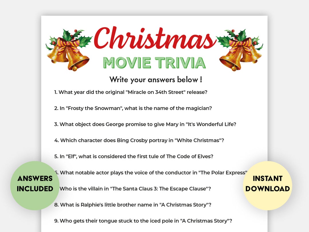 Christmas Trivia Game Printable | Christmas Party Game | Christmas ...