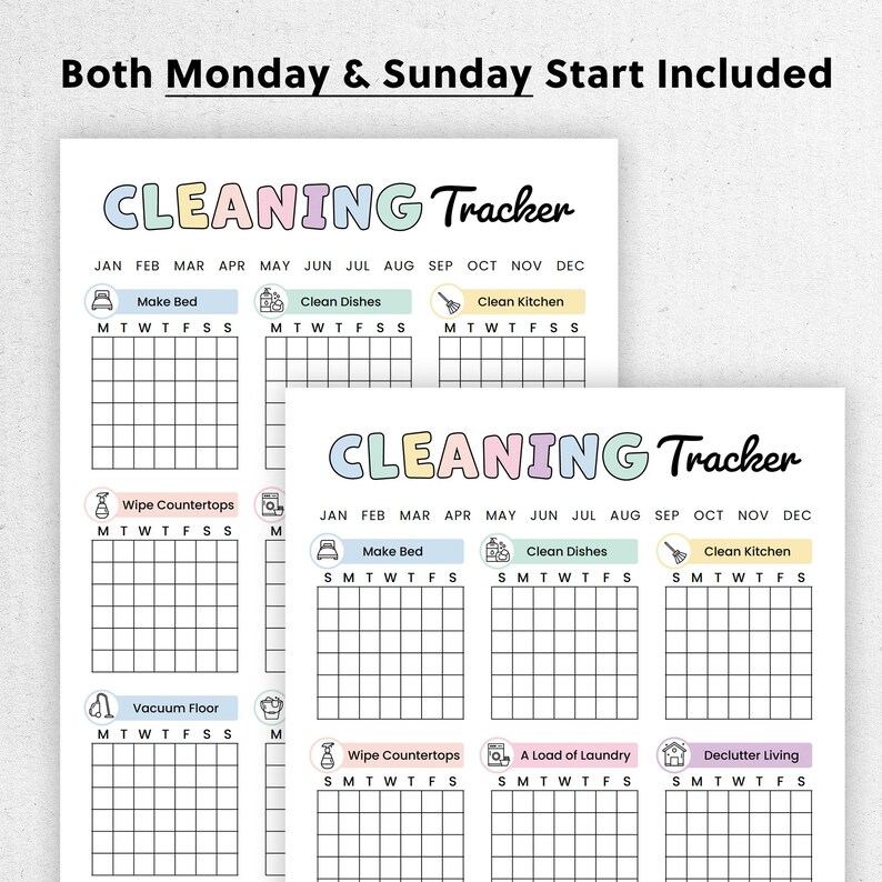 Cleaning Tracker | Printable Cleaning Monthly Checklist, Daily Cleaning ...