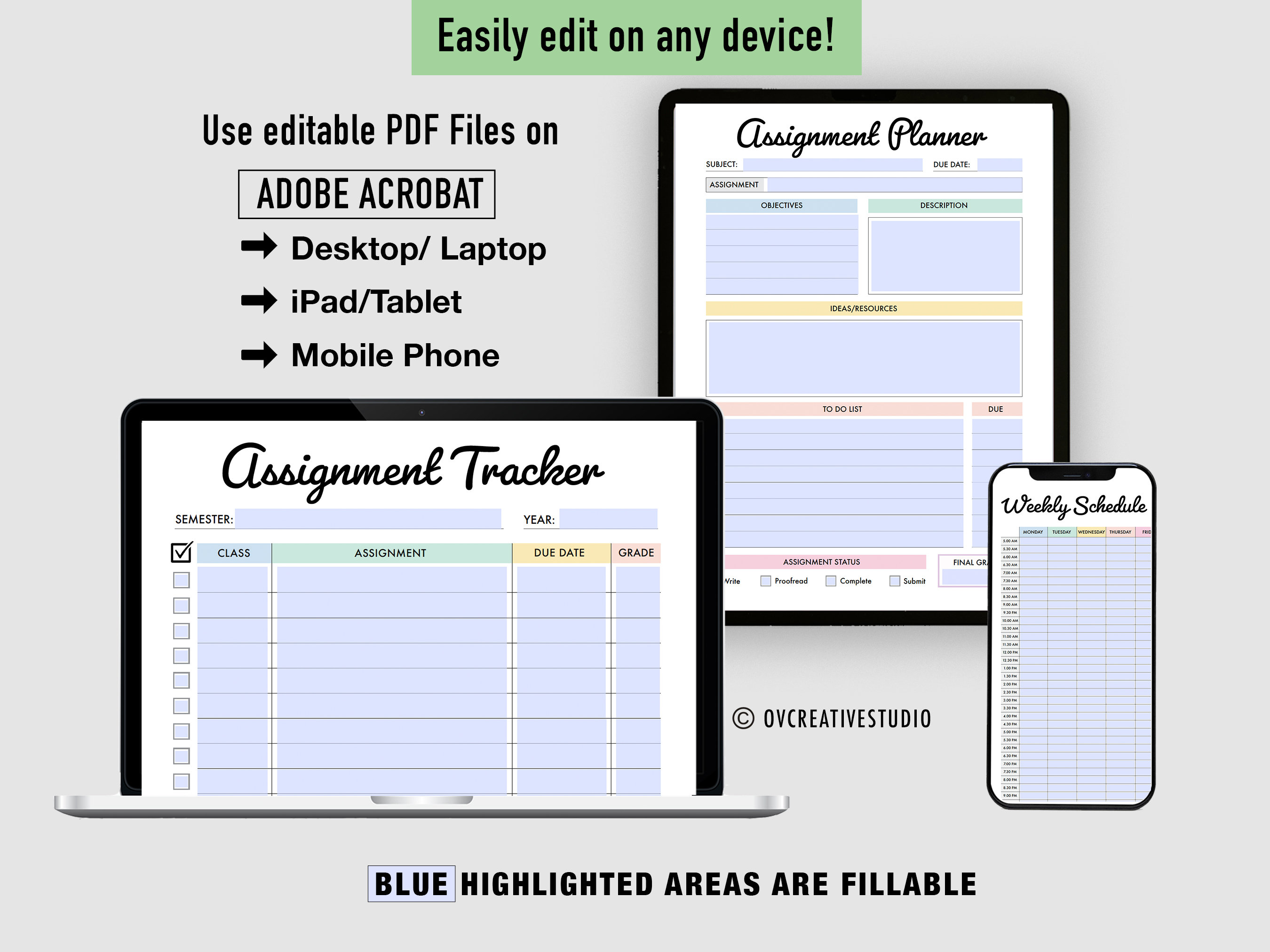 Editable Assignment Planner, Assignment Tracker | Study Planner ...