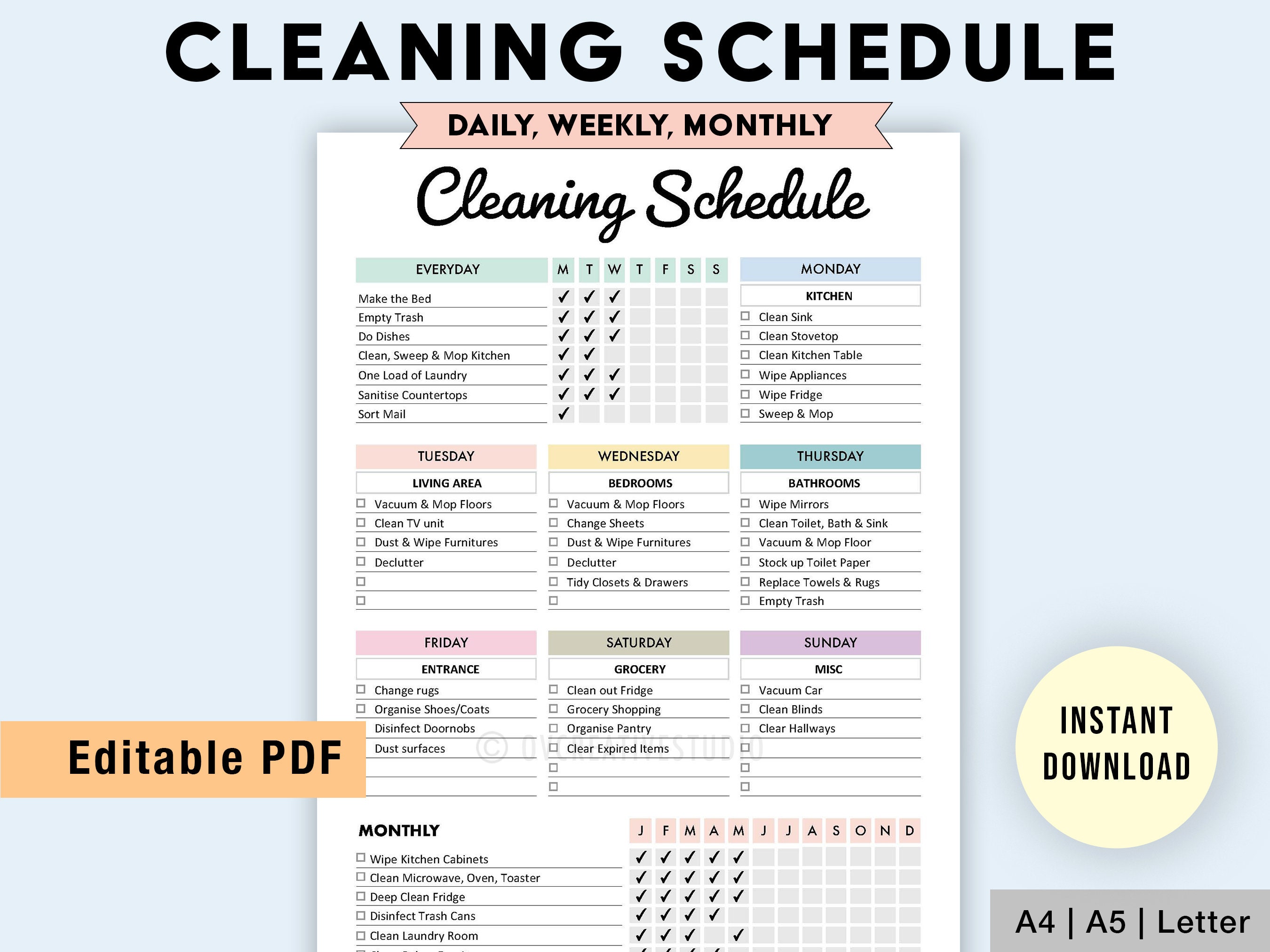 cleaning charts templates