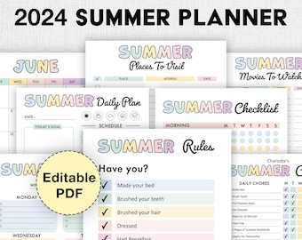 Editable Summer Planner for Kids 2024 | Kids Summer Schedule, Chores, Checklist , Calendar, Packing List, Bucket List, Activity Planner PDF