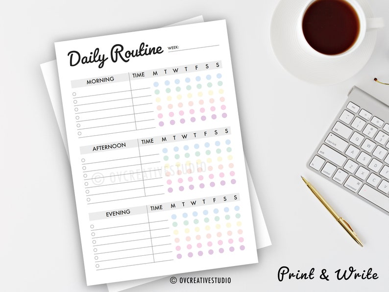 Editable Daily Routine Printable Daily Checklist Morning - Etsy UK