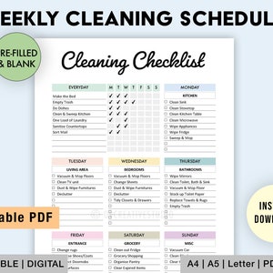 Editable Cleaning Schedule Printable Cleaning Checklist - Etsy Australia