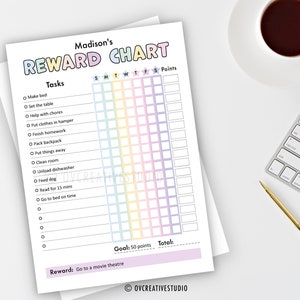 Reward Chart for Kids | Printable, Editable, Digital PDF | Weekly Chore ...