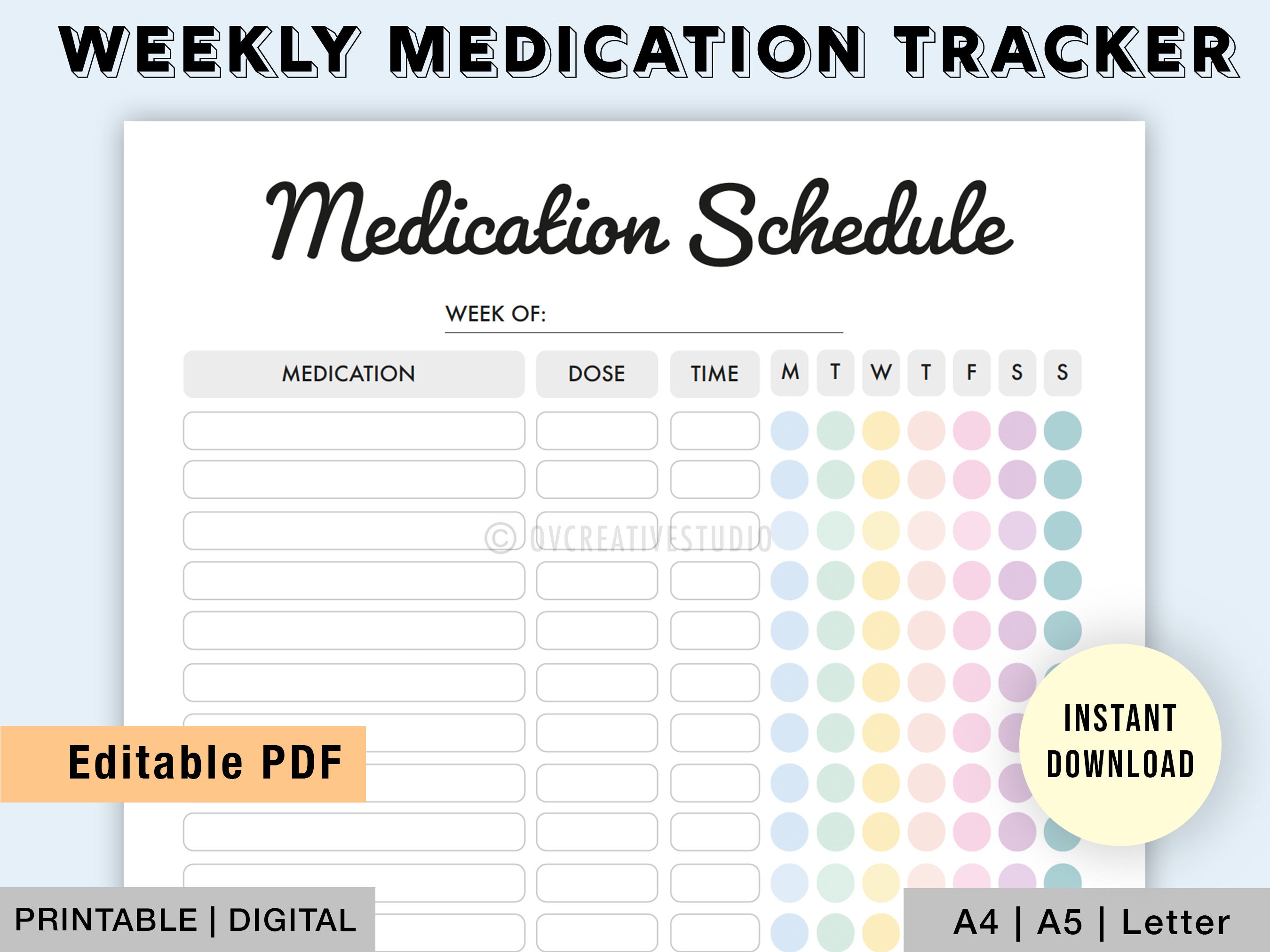 Editable Medication Schedule Printable Medicine Intake Etsy