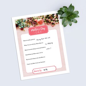 Mothers Day Interview Printable PDF - Etsy