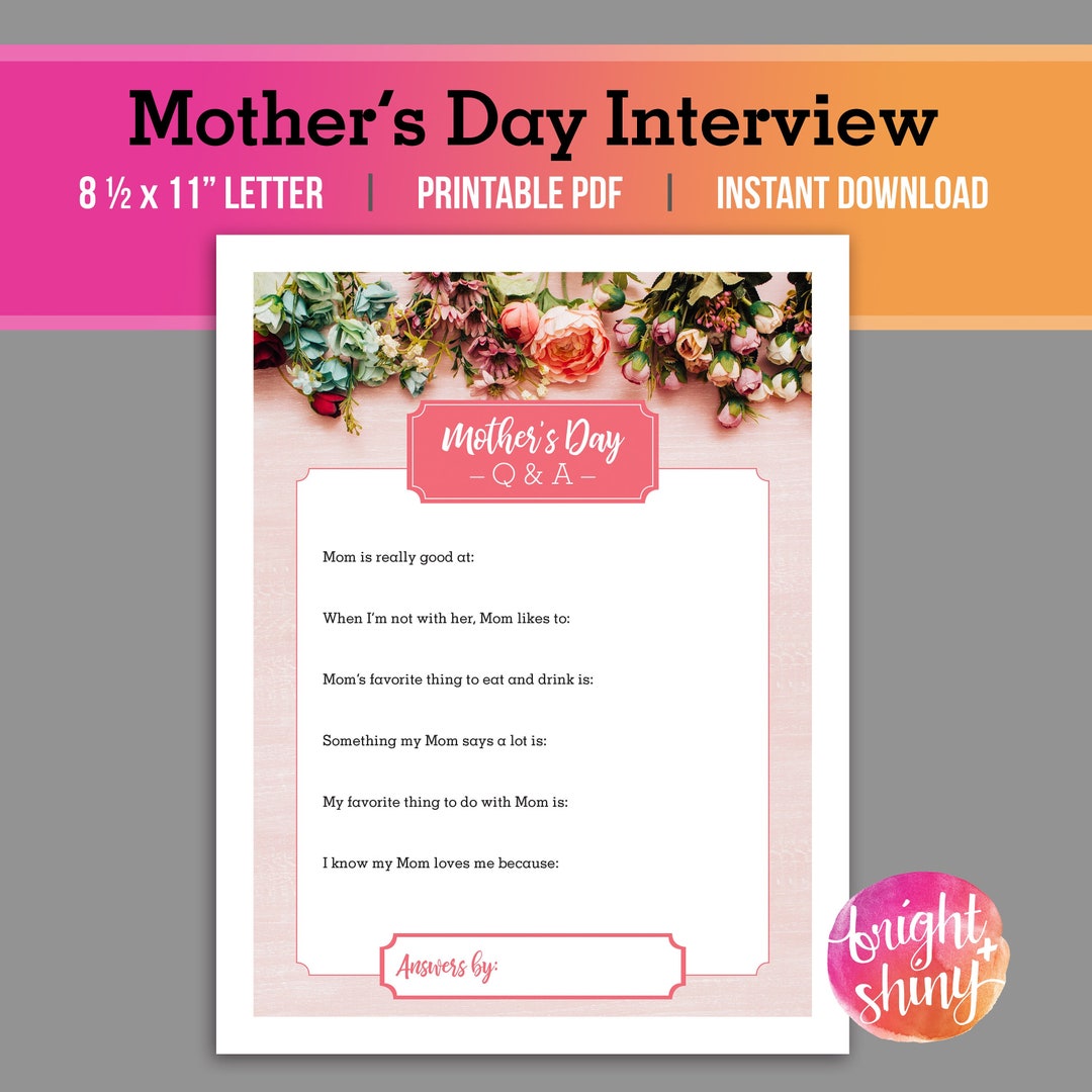 Mothers Day Interview Printable PDF - Etsy