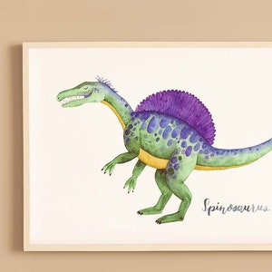 Spinosaurus Dino watercolor painting for the children&#39;s room