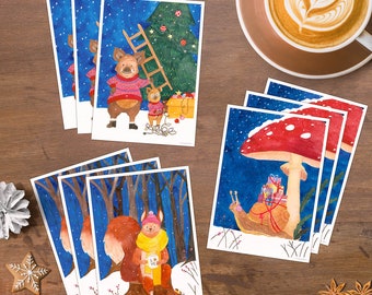 Cute Woodland Animal Christmas Cards (Watercolor Art Prints)