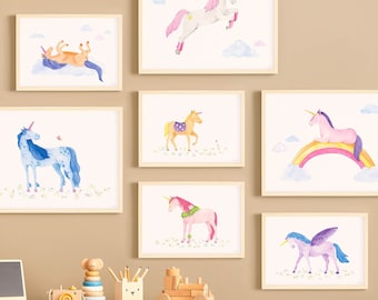 7 zauberhafte Einhorn Aquarellbilder fürs Kinderzimmer