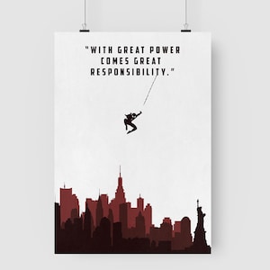 Spiderman inspired minimal poster in white background. Digital Poster