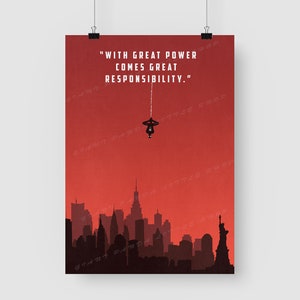 Spiderman inspired minimal poster. Digital download
