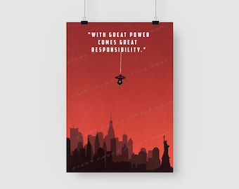 Póster minimalista inspirado en Spiderman. Descarga digital