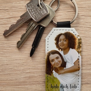 personalized keychain with photo made of faux leather