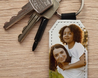 personalisierter Schlüsselanhänger mit Foto aus Kunstleder