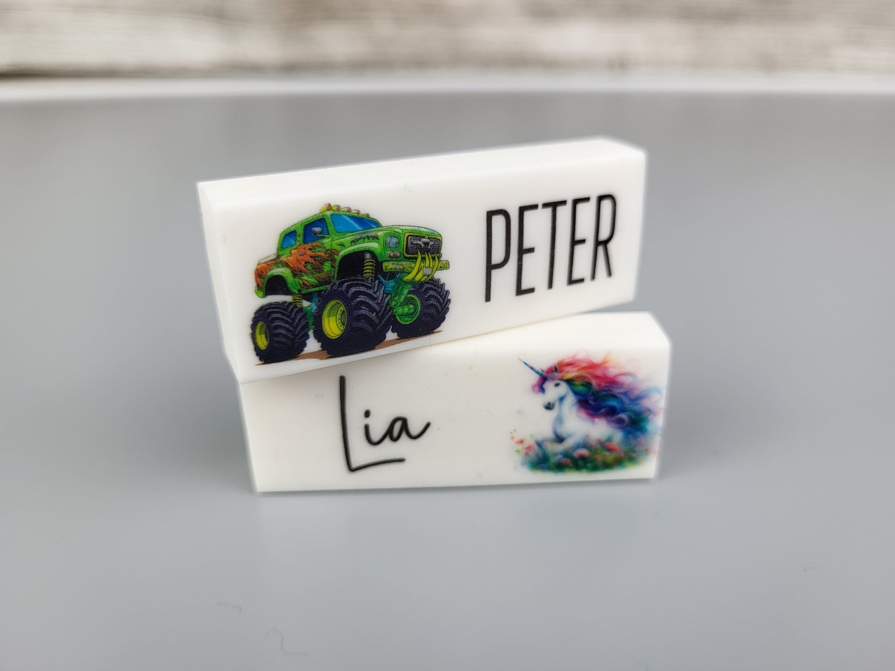 Eraser with name and motif